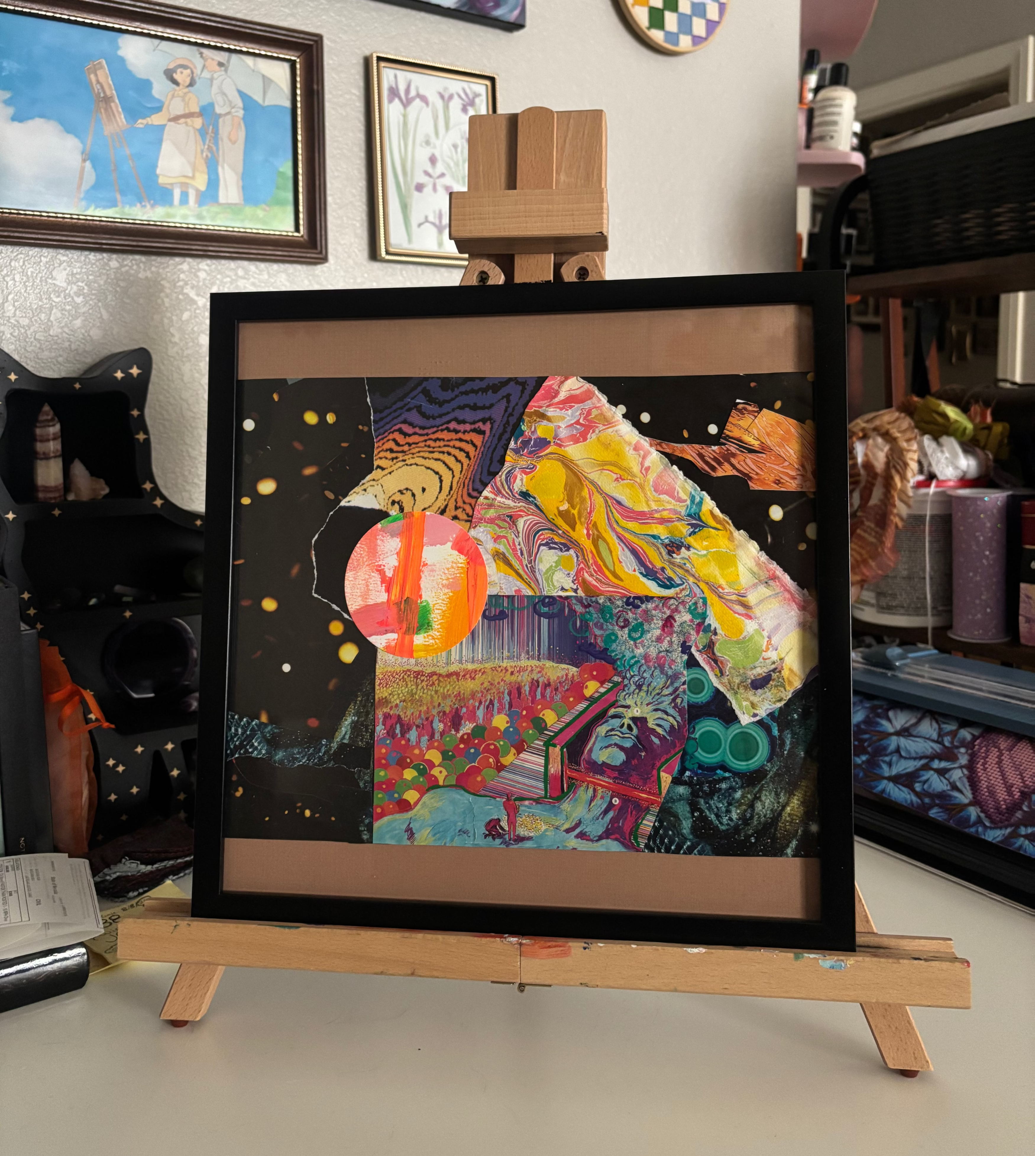 Cosmic Dreamer - Original Collage (Framed - 13" x 13")