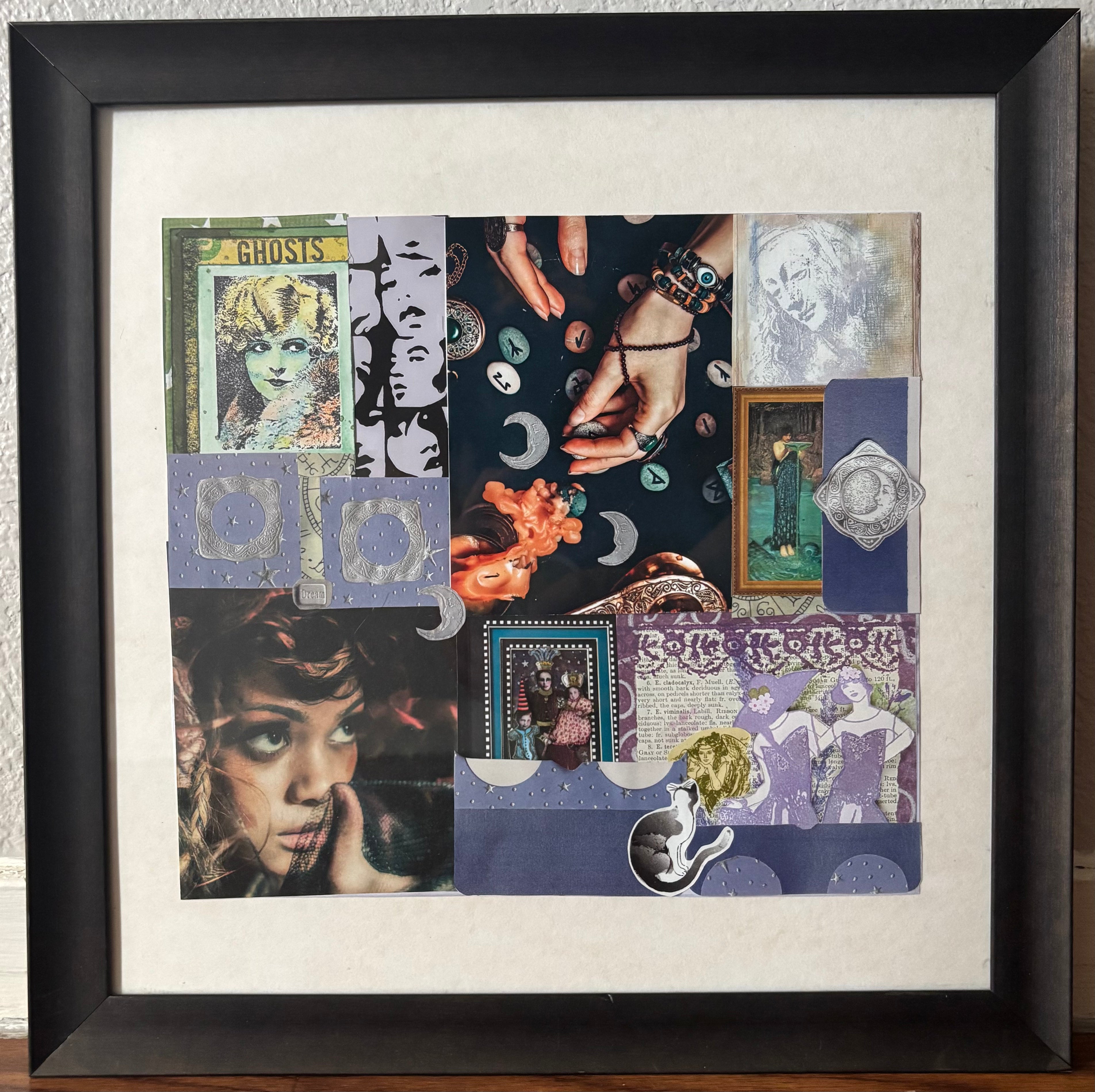 Friendly Ghosts - Original Collage (Framed - 14" x 14")