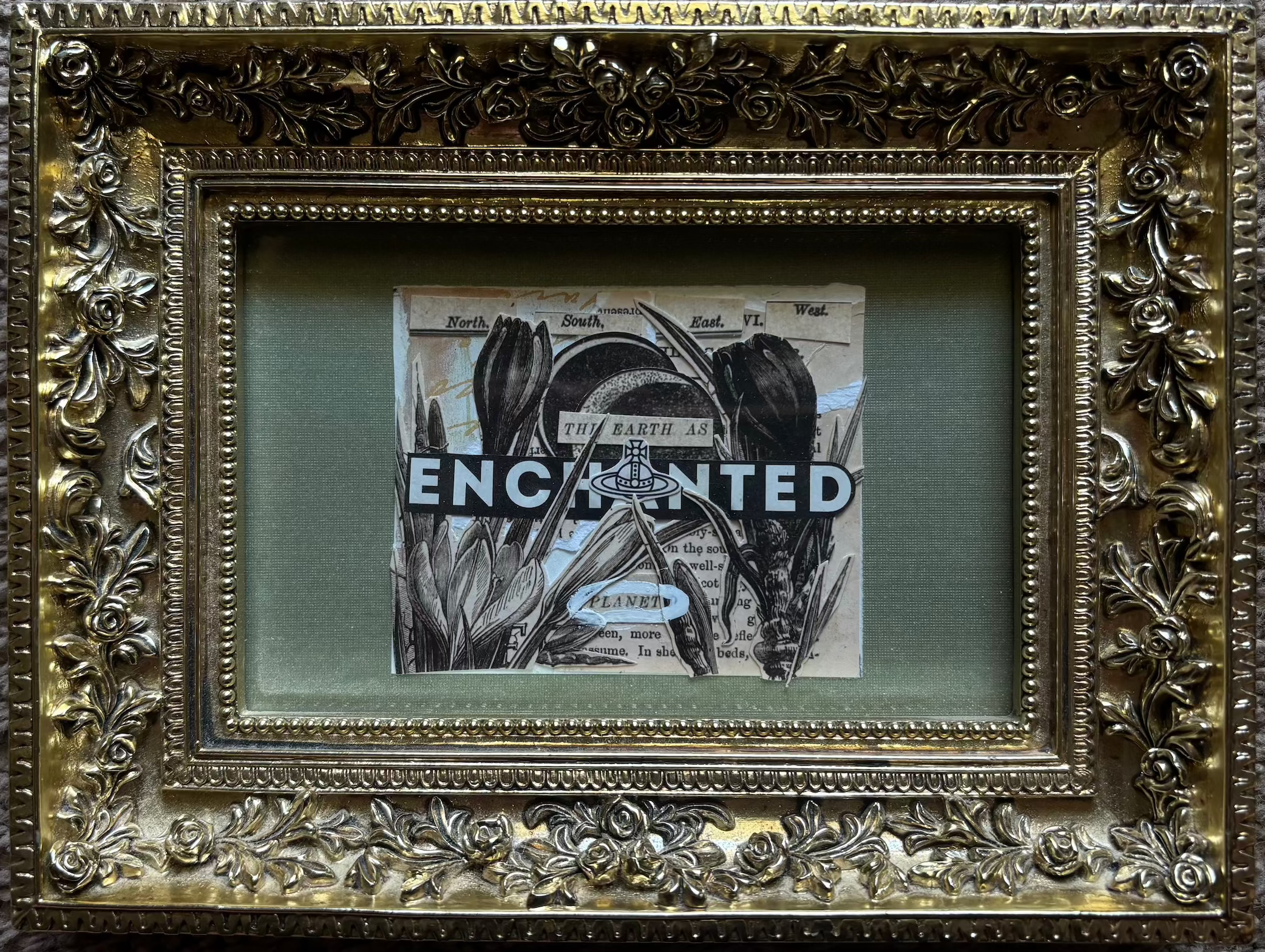 Enchanted Planet - Original Collage (Framed - 6.25" x 8.5")