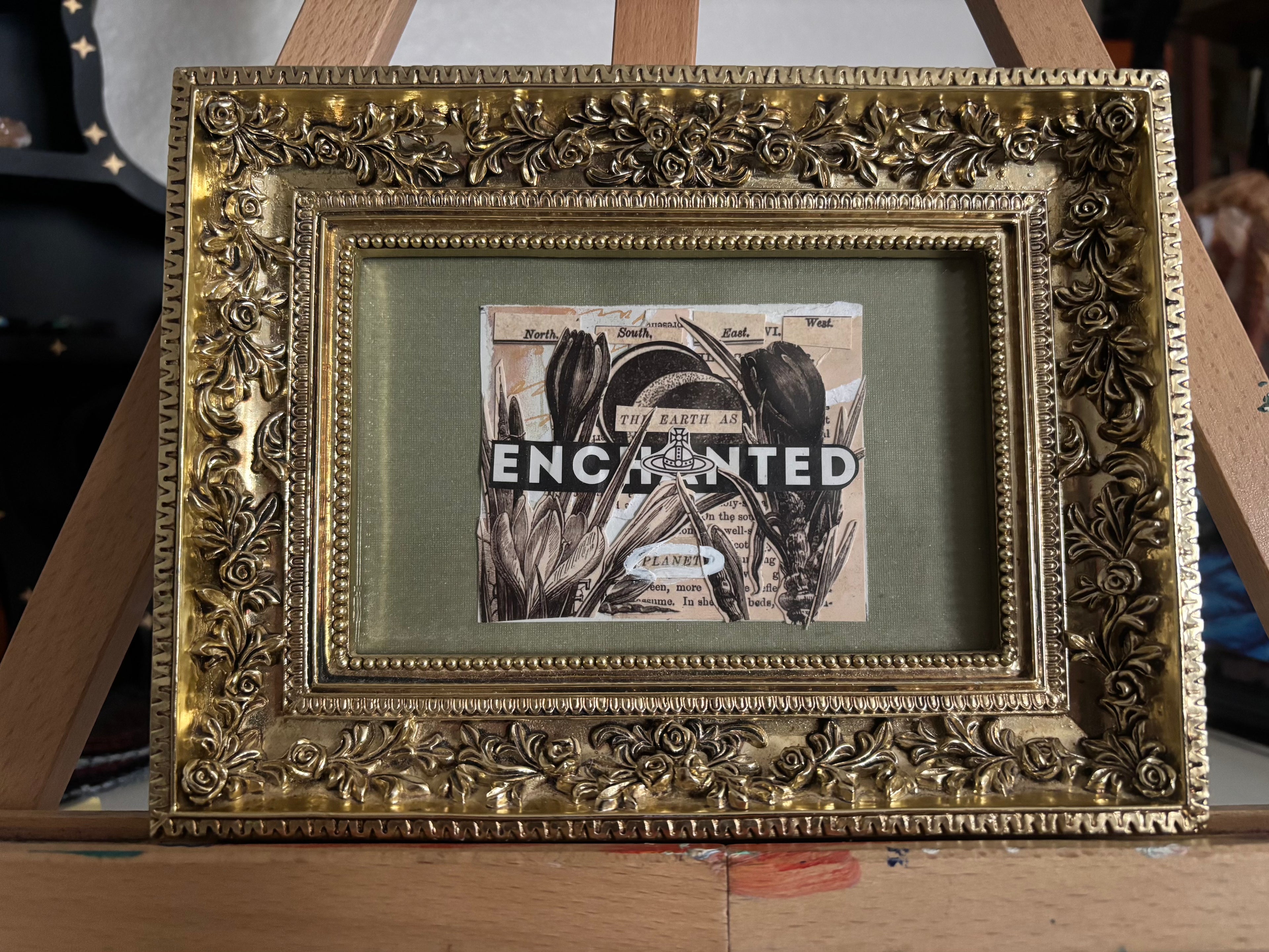 Enchanted Planet - Original Collage (Framed - 6.25" x 8.5")